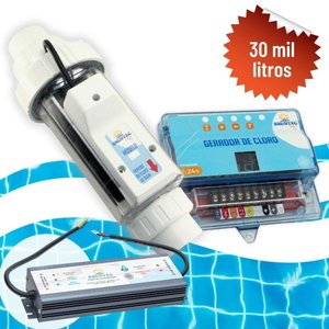 Gerador de Cloro a Base de Sal para Tratamento de Piscina até 30 Mil Litros com Fonte 24v 5a - Brust