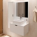 Ver imagem 1 de Conjunto Armario Gabinete Banheiro com Espelheira e Cuba Branco - Tecno Mobili