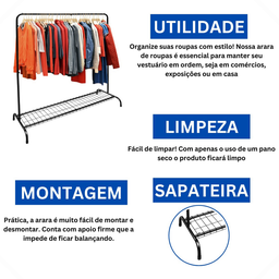 Arara Cabideiro com Sapateira Açomix Resistente - 3