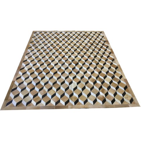 Tapete de Couro 3D Bege 2,00x2,50 com Bordas