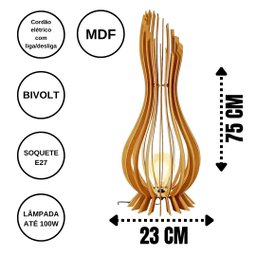 Abajur Grande de Chão ANA MARIA MDF Luminária -:MDF CRU/75x23cm - 5