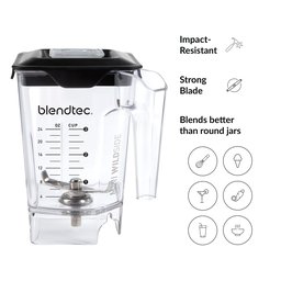 Blendtec Mini Wildside Jar (46 Oz) com Tampa Ventilada - Bpa-free - Clear - 5