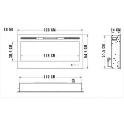 Lareira Elétrica Aquecedor Chaleur Branca 110v Tela de 50" Polegadas de Embutir Ipxo, Classe I, Freq - 4