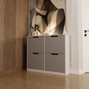 Ver imagem 3 de Sapateira Milano 4 Portas para 16 Pares de Sapato Cinza/branco - Panorama Móveis