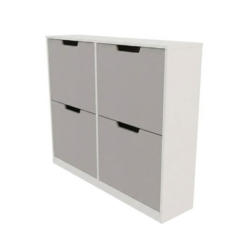 Sapateira Milano 4 Portas para 16 Pares de Sapato Cinza/branco - Panorama Móveis