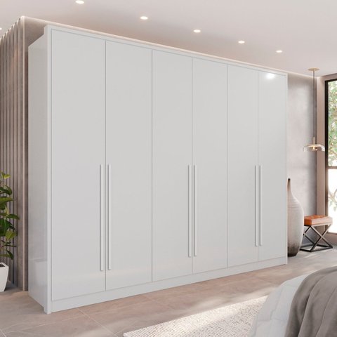 Guarda-Roupa 6 Portas 6 Gavetas Anápolis Plus 100% MDF Branco
