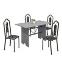 Ver imagem 2 de Conjunto de Mesa 120x75cm Tampo Granito com 4 Cadeiras Bianca Prata/Martelado/Ocre/Preto Floral