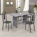 Ver imagem 1 de Conjunto de Mesa 120x75cm Tampo Granito com 4 Cadeiras Bianca Prata/Martelado/Ocre/Preto Floral