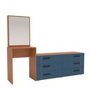Ver imagem 2 de Cômoda Lisboa 6 Gavetas com Espelho Azul/Freijó - Politorno