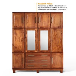 Guarda Roupa Casal com Espelho e Pés 10 Portas 3 Gavetas Paris - 9