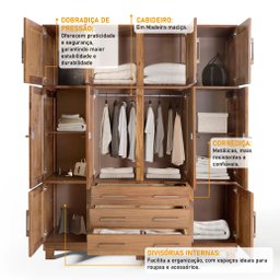 Guarda Roupa Casal com Espelho e Pés 10 Portas 3 Gavetas Paris - 5