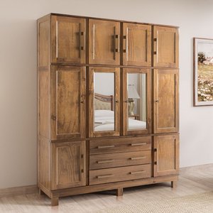 Guarda Roupa Casal com Espelho e Pés 10 Portas 3 Gavetas Paris