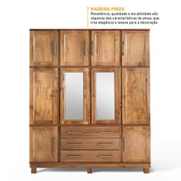 Guarda Roupa Casal com Espelho e Pés 10 Portas 3 Gavetas Paris - 6