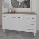 Ver imagem 3 de Armário Deise Cozinha Gabinete de Pia 150 Cm Branco e Tampo Tampão 150 Cm Mobília Decor Savana