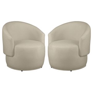 Kit 2 Poltronas Decorativa Redondo Estofada Heitor Sala Escritório e Recepção Suede Bege Eli Móveis