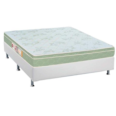 Cama Box Casal Colchão Espuma Castor D33 Sleep Max + Base CRC Courano White(138x188)