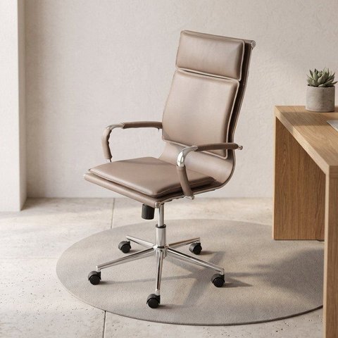 Cadeira Escritorio Presidente Design Italiano com Relax Corino 3304 Marrom/Caramelo