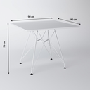 Ver imagem 2 de Mesa Eiffel Quadrada 90cm Tampo De Madeira Branco Com Base De Ferro Branco
