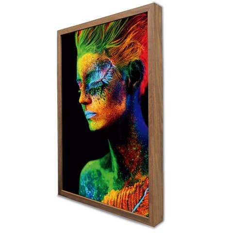 Quadro Decorativo Caixa Mulher Colors Tacolado Moldura Caixa 3cm Madeira sem Vidro 80 X 120cm