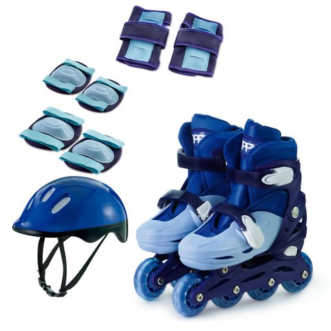 Kit Patins In Line Ajustável Azul Zippy Toys:34 a 37