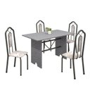 Ver imagem 2 de Conjunto de Mesa 120x75cm Tampo Granito com 4 Cadeiras Bianca Prata/Martelado/Ocre/Botanic Bege
