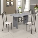 Ver imagem 1 de Conjunto de Mesa 120x75cm Tampo Granito com 4 Cadeiras Bianca Prata/Martelado/Ocre/Botanic Bege