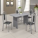 Ver imagem 1 de Conjunto de Mesa 120x75cm Tampo Granito com 4 Cadeiras Bianca Branco/Martelado Pérola/Ocre/Preto Floral