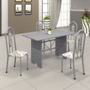 Ver imagem 1 de Conjunto de Mesa 120x75cm Tampo Granito com 4 Cadeiras Bianca Branco/Martelado Pérola/Ocre/Arabesco