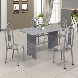 Conjunto de Mesa 120x75cm Tampo Granito com 4 Cadeiras Bianca