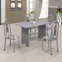 Ver imagem 1 de Conjunto de Mesa 120x75cm Tampo Granito com 4 Cadeiras Bianca Branco/Martelado Pérola/Ocre/Paraopeba
