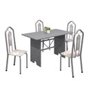 Ver imagem 2 de Conjunto de Mesa 120x75cm Tampo Granito com 4 Cadeiras Bianca Soma Móveis Prata/Martelado/Ocre/Botanic Bege