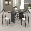 Ver imagem 1 de Conjunto de Mesa 120x75cm Tampo Ardósia com 4 Cadeiras Bianca Prata/Martelado/Indiano/Arabesco