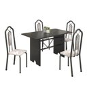 Ver imagem 2 de Conjunto de Mesa 120x75cm Tampo Ardósia com 4 Cadeiras Bianca Prata/Martelado/Indiano/Botanic Bege