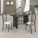 Ver imagem 1 de Conjunto de Mesa 120x75cm Tampo Ardósia com 4 Cadeiras Bianca Prata/Martelado/Indiano/Botanic Bege