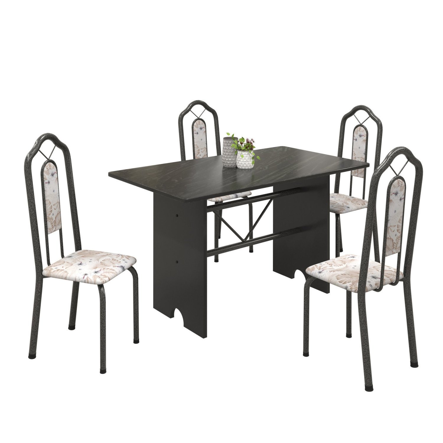 Conjunto de Mesa 120x75cm Tampo Ardósia com 4 Cadeiras Bianca  - 2