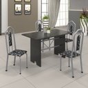 Ver imagem 1 de Conjunto de Mesa 120x75cm Tampo Ardósia com 4 Cadeiras Bianca Branco/Martelado Perola/Indiano/Preto Floral