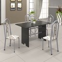 Ver imagem 1 de Conjunto de Mesa 120x75cm Tampo Ardósia com 4 Cadeiras Bianca Branco/Martelado Perola/Indiano/Arabesco