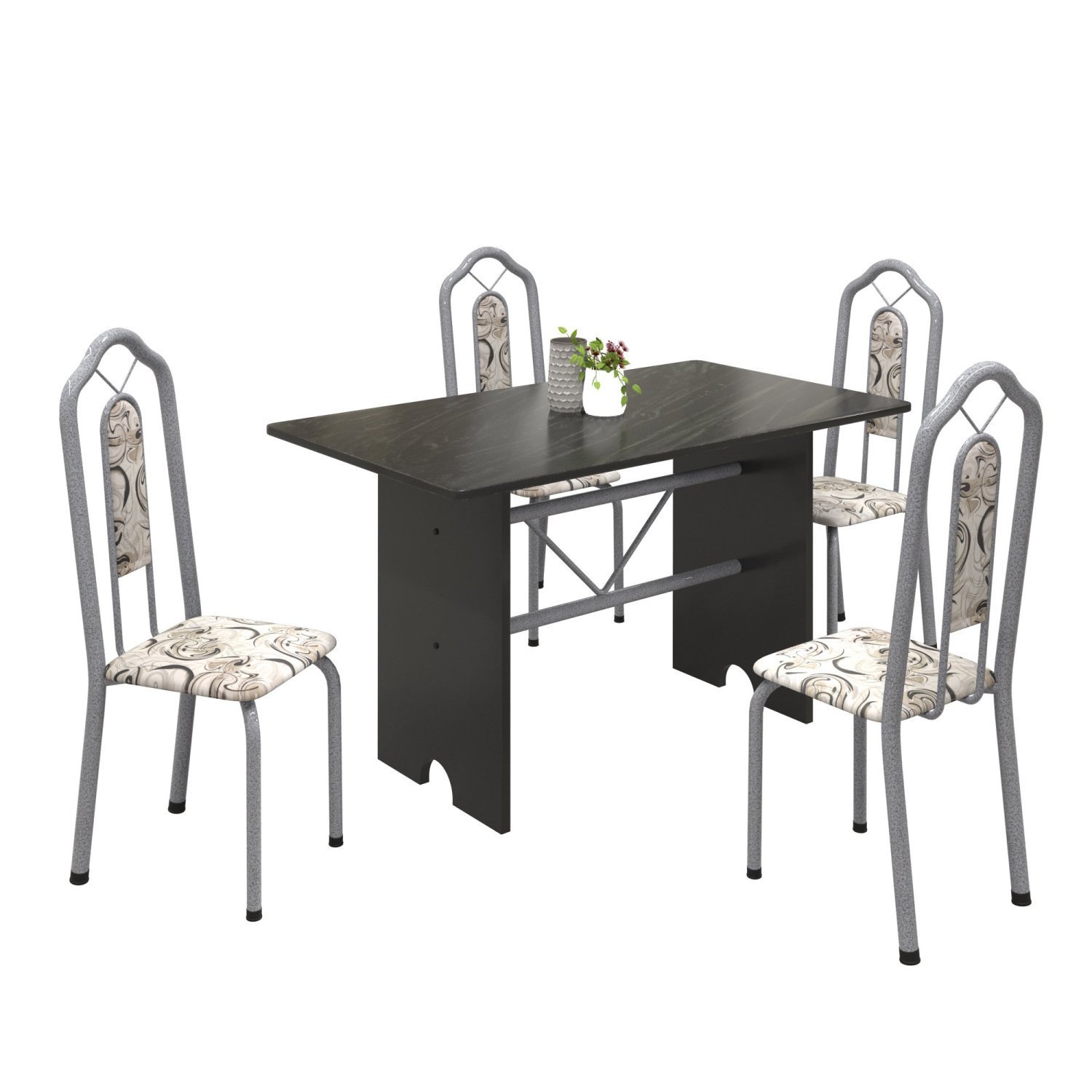 Conjunto de Mesa 120x75cm Tampo Ardósia com 4 Cadeiras Bianca  - 2