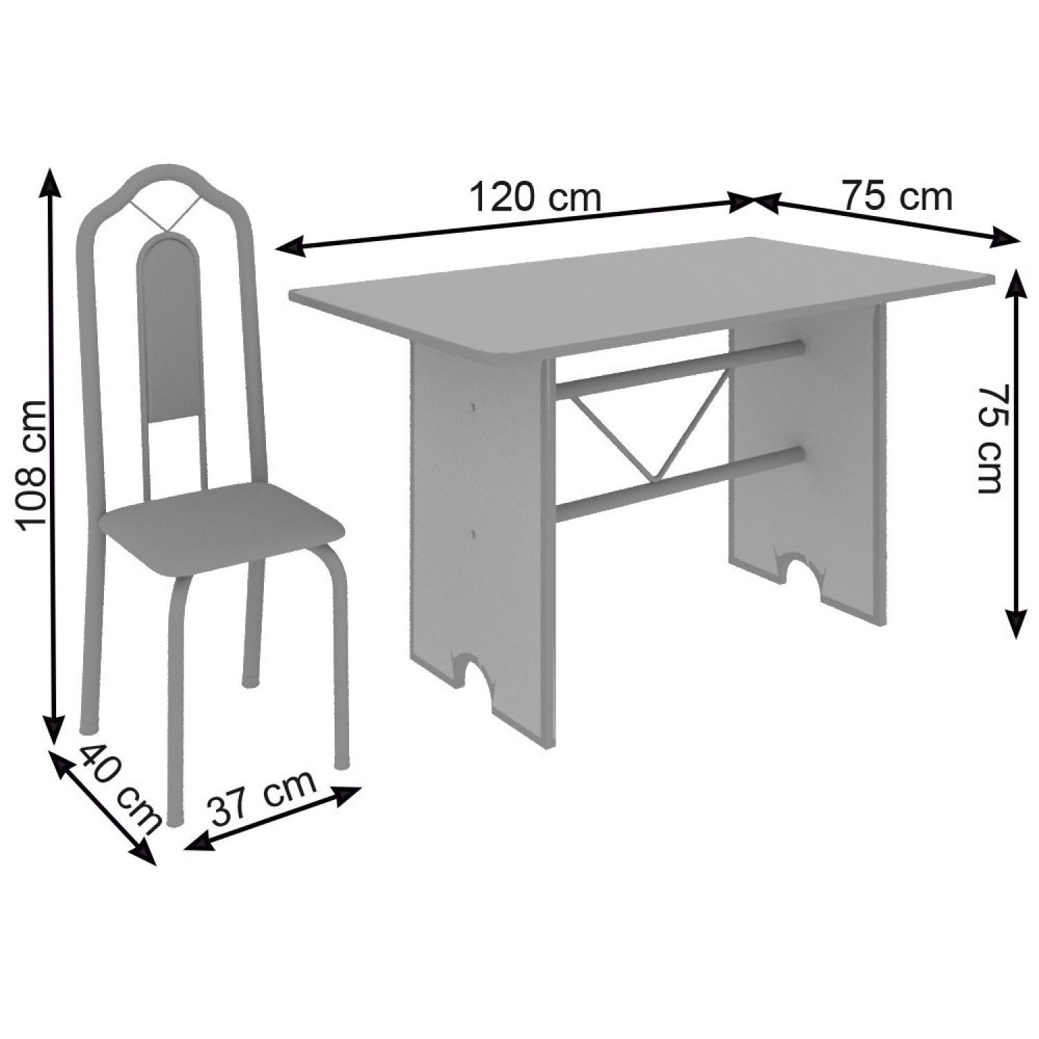 Conjunto de Mesa 120x75cm Tampo Ardósia com 4 Cadeiras Bianca  - 3