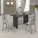 Ver imagem 1 de Conjunto de Mesa 120x75cm Tampo Ardósia com 4 Cadeiras Bianca Branco/Martelado Perola/Indiano/Paraopeba