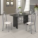 Ver imagem 1 de Conjunto de Mesa 120x75cm Tampo Ardósia com 4 Cadeiras Bianca Branco/Martelado Perola/Indiano/Botanic Bege