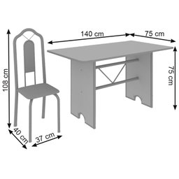 Conjunto de Mesa 140x75cm Tampo Granito com 6 Cadeiras Bianca Soma Móveis - 3