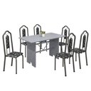 Ver imagem 2 de Conjunto de Mesa 140x75cm Tampo Granito com 6 Cadeiras Bianca Soma Móveis Prata/Martelado/Ocre/Preto Floral