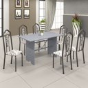 Ver imagem 1 de Conjunto de Mesa 140x75cm Tampo Granito com 6 Cadeiras Bianca Prata/Martelado/Ocre/Arabesco