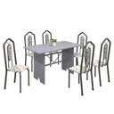Ver imagem 2 de Conjunto de Mesa 140x75cm Tampo Granito com 6 Cadeiras Bianca Prata/Martelado/Ocre/Arabesco