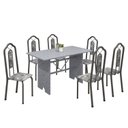 Ver imagem 2 de Conjunto de Mesa 140x75cm Tampo Granito com 6 Cadeiras Bianca Soma Móveis Prata/Martelado/Ocre/Paraopeba