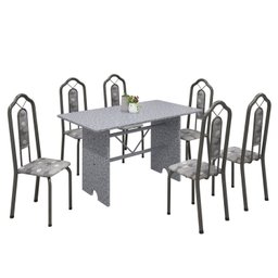 Conjunto de Mesa 140x75cm Tampo Granito com 6 Cadeiras Bianca Soma Móveis - 2