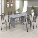 Ver imagem 1 de Conjunto de Mesa 140x75cm Tampo Granito com 6 Cadeiras Bianca Soma Móveis Prata/Martelado/Ocre/Paraopeba