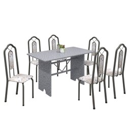 Conjunto de Mesa 140x75cm Tampo Granito com 6 Cadeiras Bianca Soma Móveis - 2