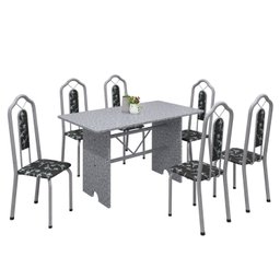 Conjunto de Mesa 140x75cm Tampo Granito com 6 Cadeiras Bianca Soma Móveis - 2